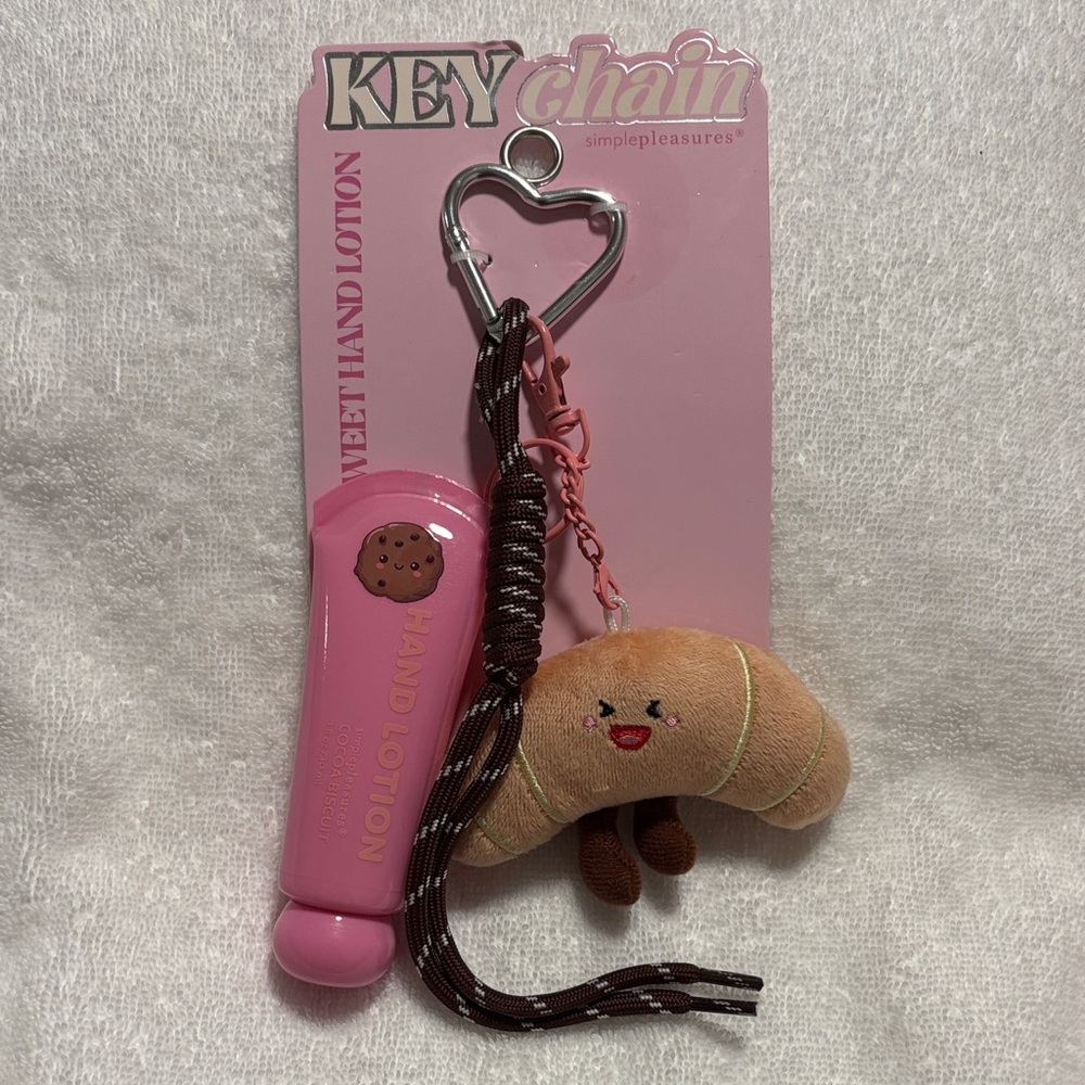 NWT SWEET HAND LOTION Simple Pleasures Plush Croissant Keychain Bag Charm